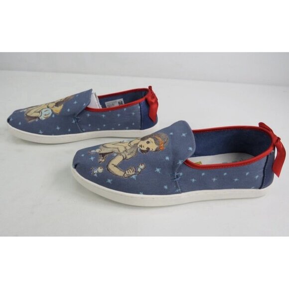 TOMS X Disney Snow White Blue Size 8 Women's Flats Slip On Canvas Shoes NEW - Picture 3 of 14